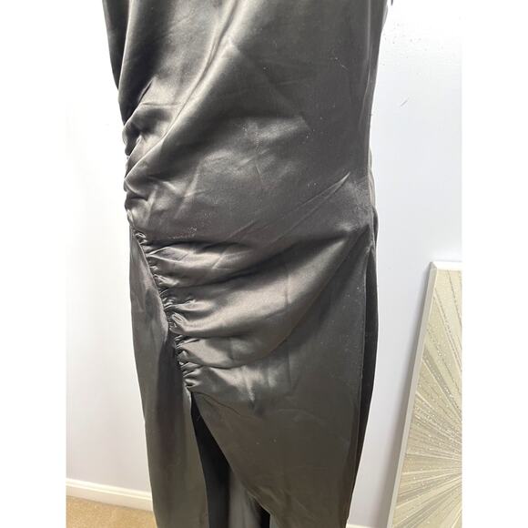 Retrofete Sab Halterneck Ruched High Slit Black Maxi Gown Size XS - Picture 6 of 11